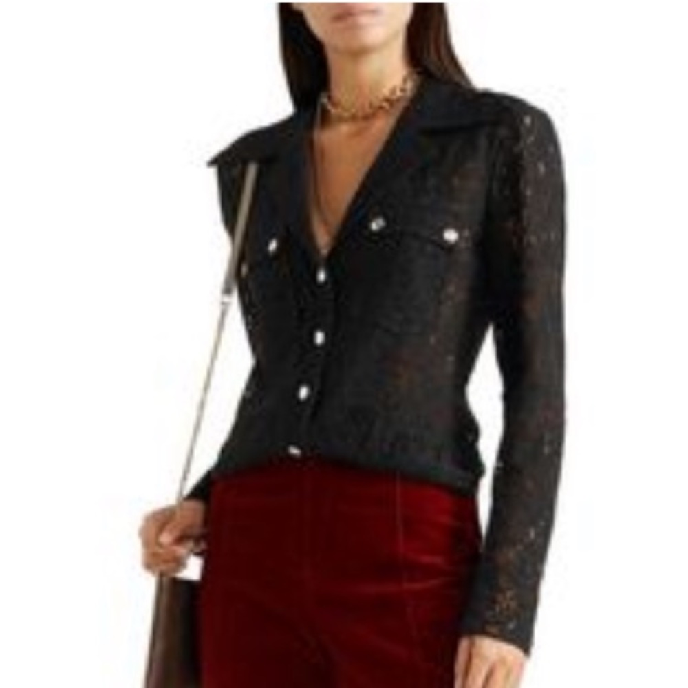Chloé black lace sheer shirt size XS